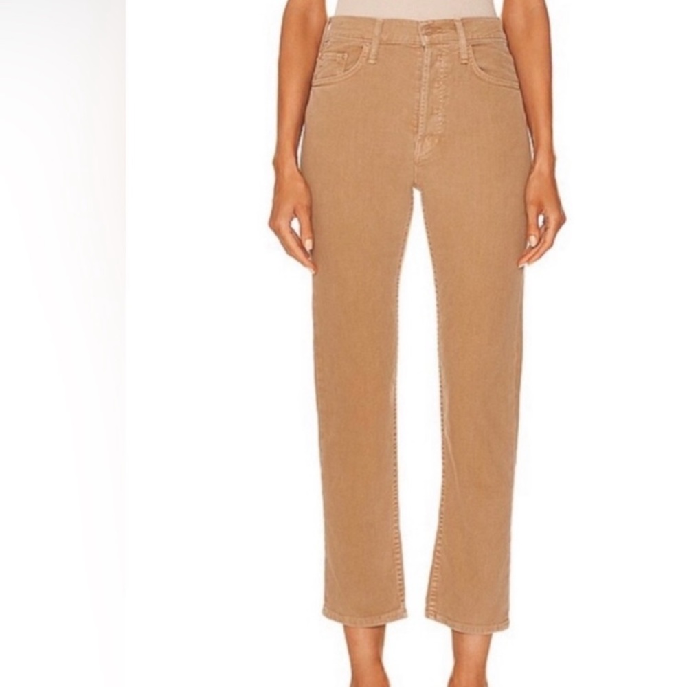 Mother Tomcat Chalk It Up khaki cropped denim